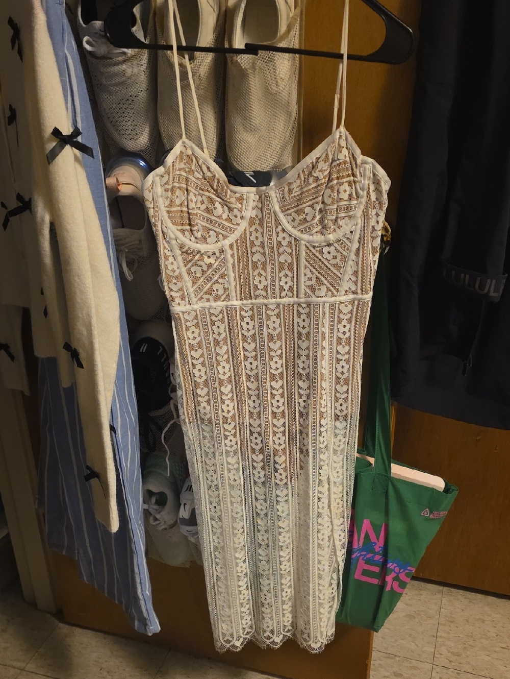 For Love & Lemons White Lace Midi Slip Dress